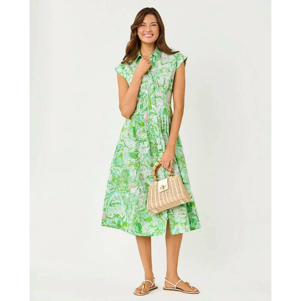 NEW LILLY PULITZER tonya midi shirtdress in resort white ship to shore